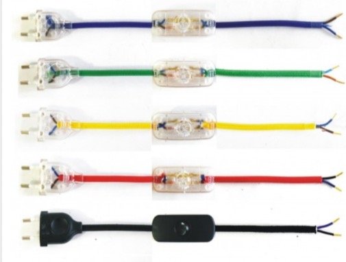 tierra carga Sangrar Cable textil con interruptor para lámparas (varios colores) - Decocables