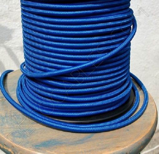 Cable eléctrico redondo de tela de color azul