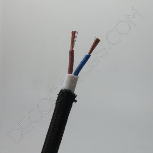 cable de alimentación eléctrico de 2 hilos GreenSun Cable de tela para lámpara color negro accesorio para lámpara 2 x 0,75 mm² trenzado individual 10 m cable de tela revestido de tela