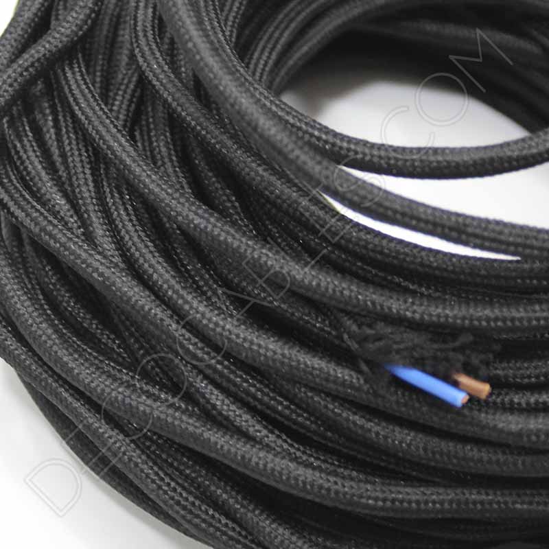 cable de alimentación eléctrico de 2 hilos GreenSun Cable de tela para lámpara color negro accesorio para lámpara 2 x 0,75 mm² trenzado individual 10 m cable de tela revestido de tela