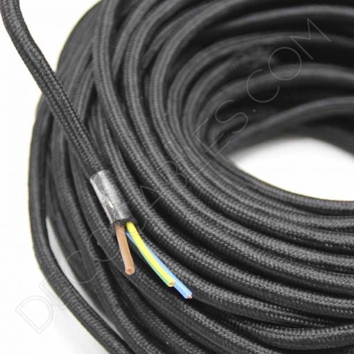 Cable textil eléctrico 3x1 (Negro) - Decocables
