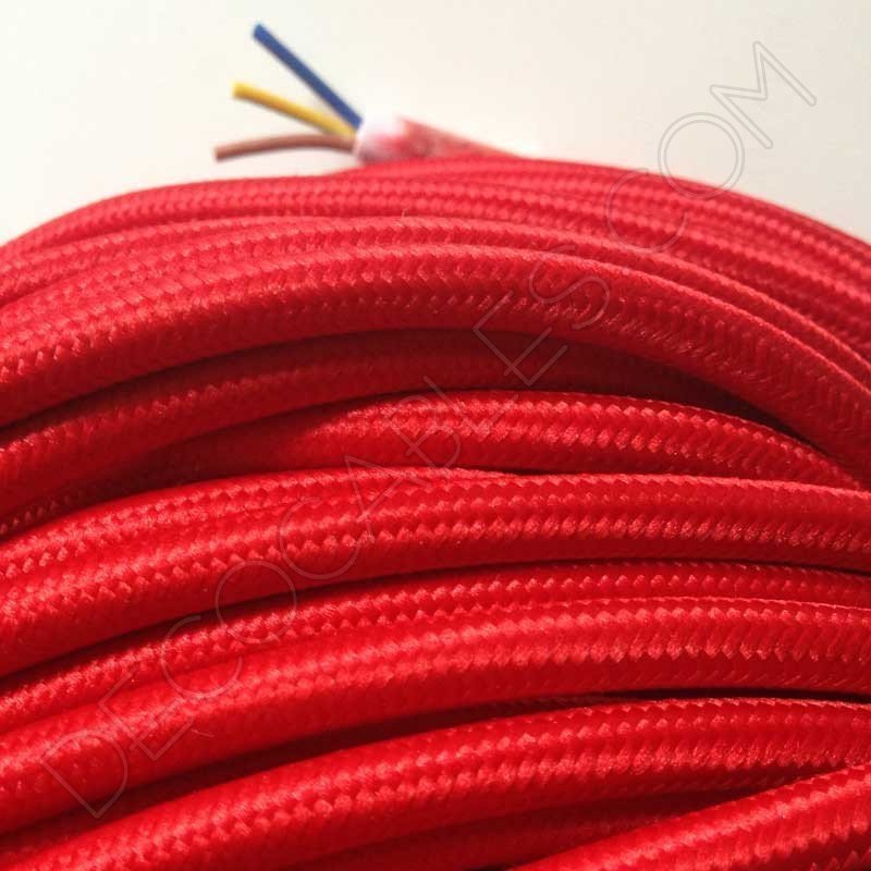 cables de tela tubería textil redondo rojo 2x0,75mm² h03vv-f Cable textil 