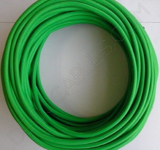 Cable eléctrico redondo de tela de color verde fosforescente