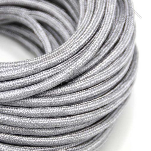 Cable eléctrico redondo de tela de color gris