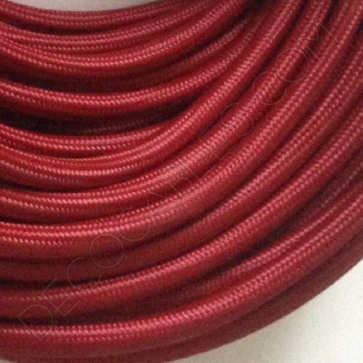 Cable eléctrico redondo de tela de color granate
