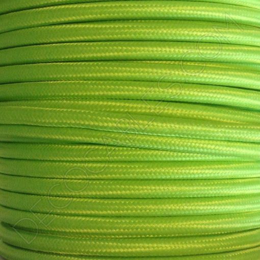 Cable eléctrico redondo de tela de color verde lima