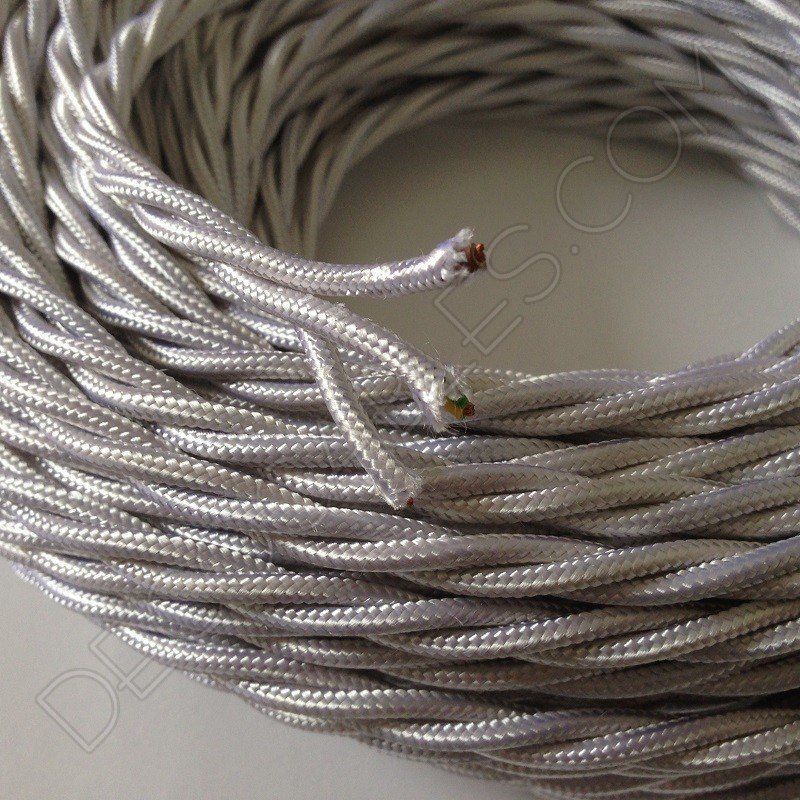 Sección 3 X 1.50 Cable eléctrico trenzado/Hilo trenzado revestido de tela Color Blanco 