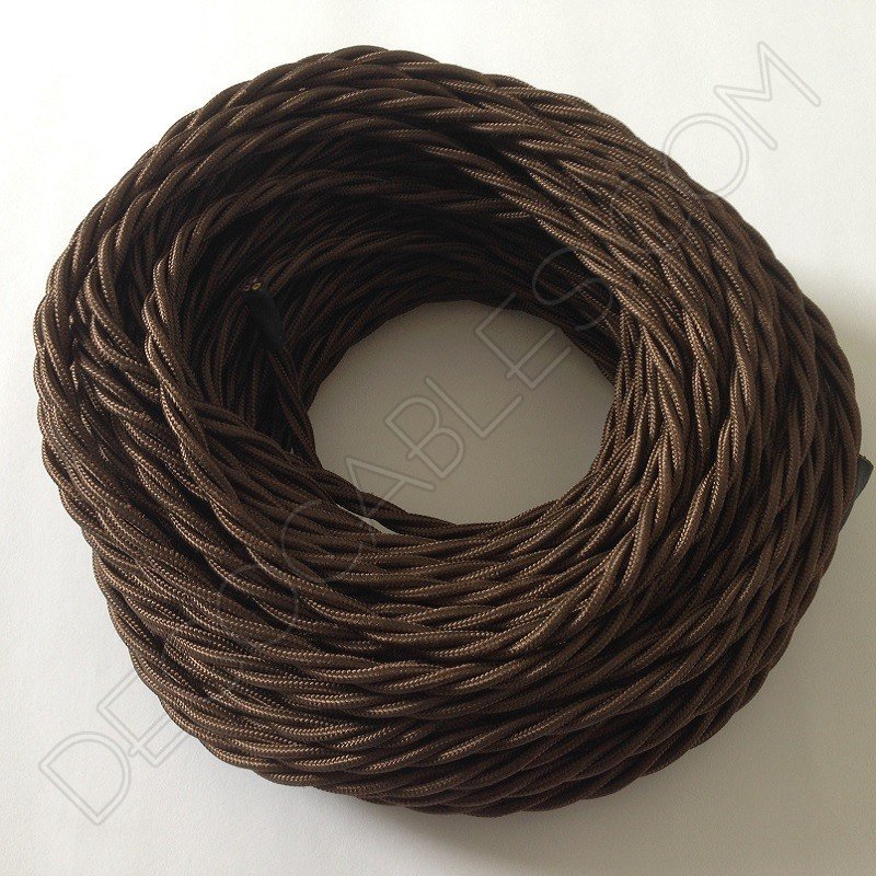 Color marrón Sección 3 X 1.50 Cable eléctrico trenzado/Hilo trenzado revestido de tela 