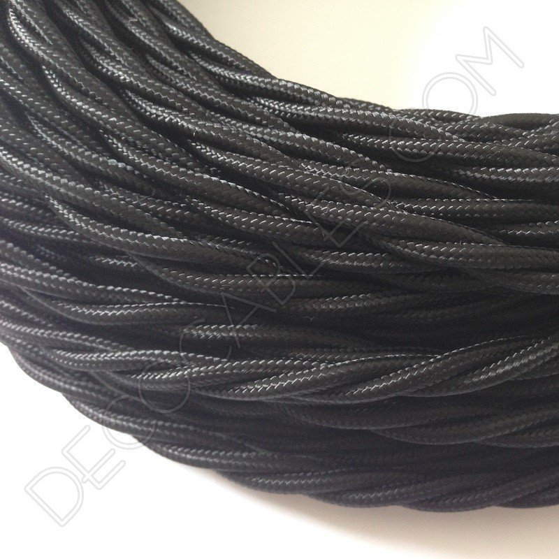3 x 0,75 mm² Cable textil trenzado de 10 Metro smartect Cable para lámparas de tela en color Negro 3 hilos - Cable de luz con revestimiento textil 