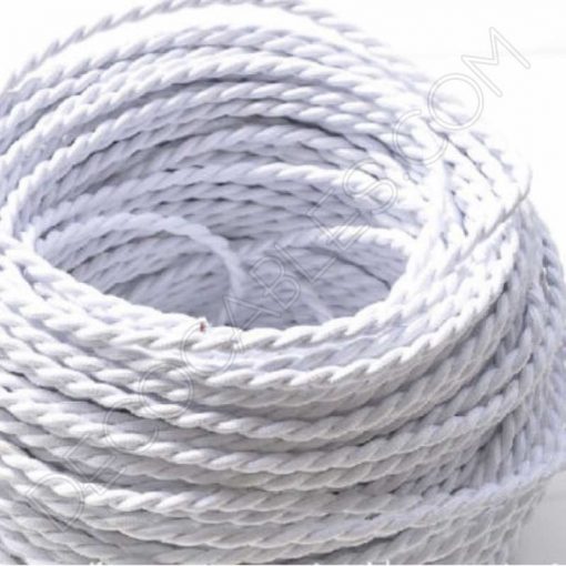 Cable eléctrico trenzado seda blanco