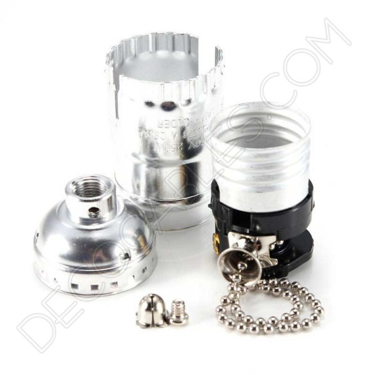 Portalámparas de latón con interruptor de cadena (varios colores