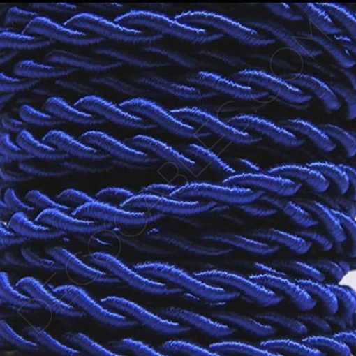 Cable eléctrico trenzado de seda azul