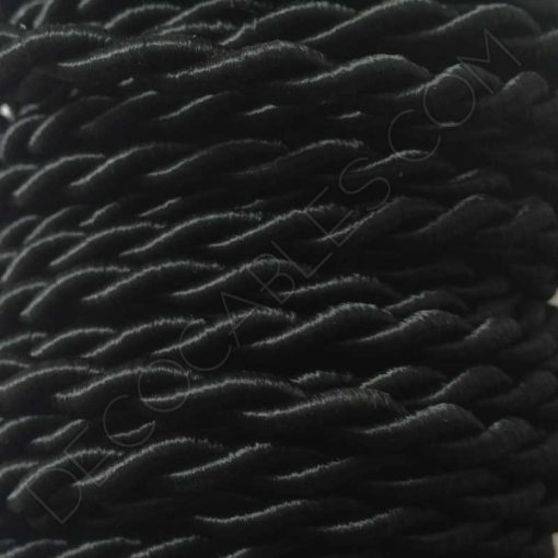 Cable eléctrico trenzado de seda negro