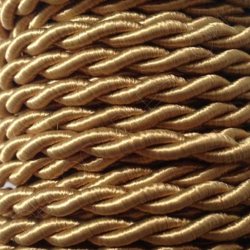 Cable eléctrico trenzado de seda dorado
