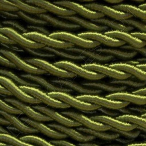 Cable eléctrico trenzado de seda color verde