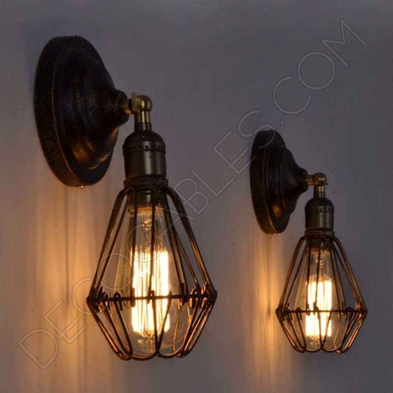 Soporte Para Lámpara De Pared Vintage Diseño De Jaula De Pá 
