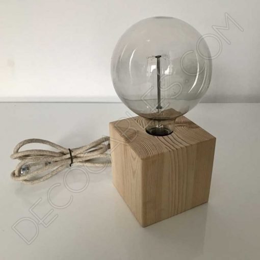 Lámpara de sobremesa cuadrada de madera