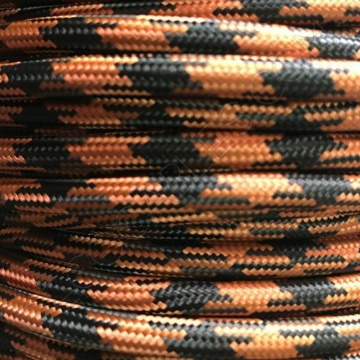 Cable eléctrico de tela negro y naranja