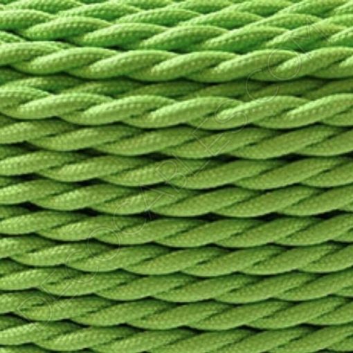 Cable eléctrico trenzado de seda verde lima