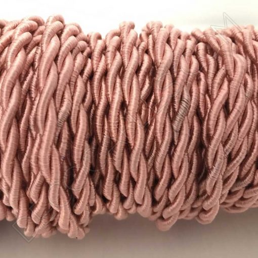 Cable eléctrico trenzado de seda color rosa