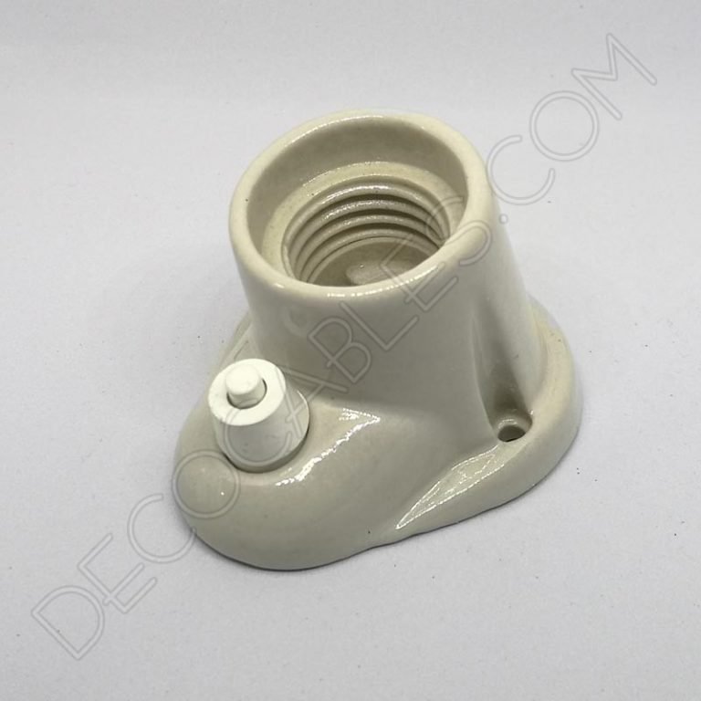 Portalámparas zócalo inclinado de porcelana con interruptor - Decocables