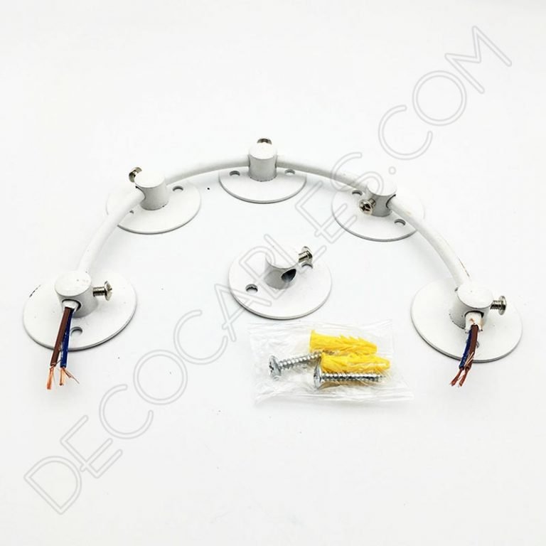 Sujeción metálica de techo para cable especial lámparas araña (blanco o