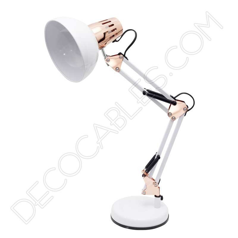 Lámpara flexo de escritorio articulada Antígona (Blanco y Cobre) -  Decocables
