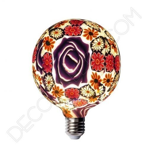 Bombilla led decorativa de silicona modelo globo casquillo E27 flor violeta