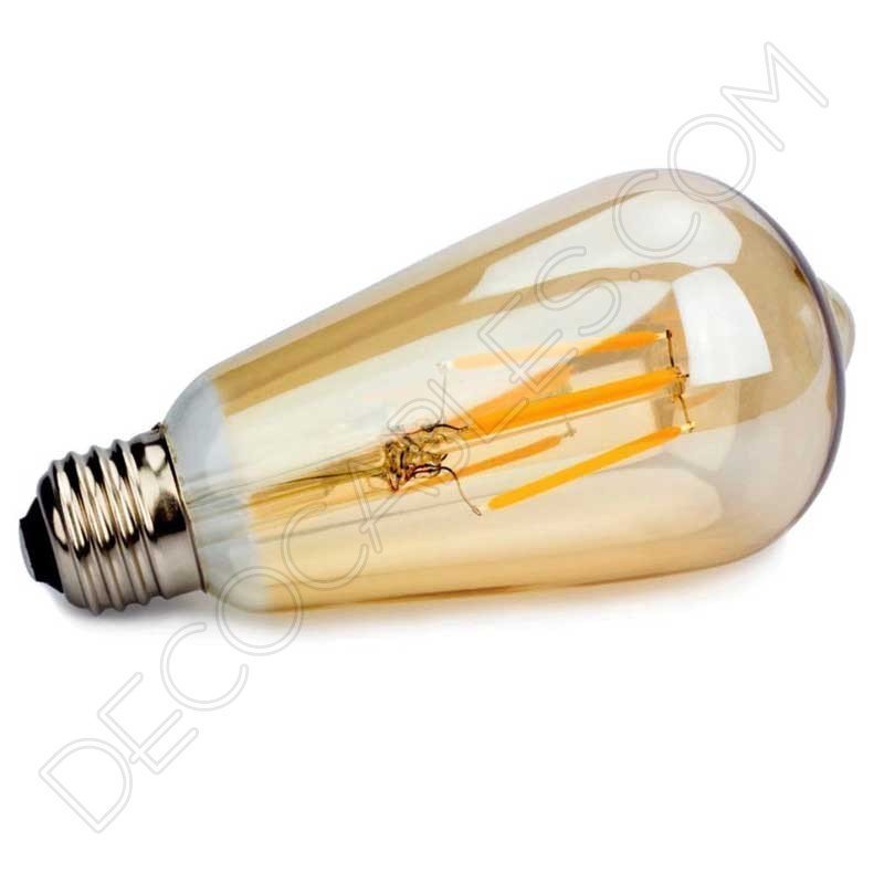 Bombilla LED Regulable E27 Edison ST64 5W 400Lm Ambar Filamento