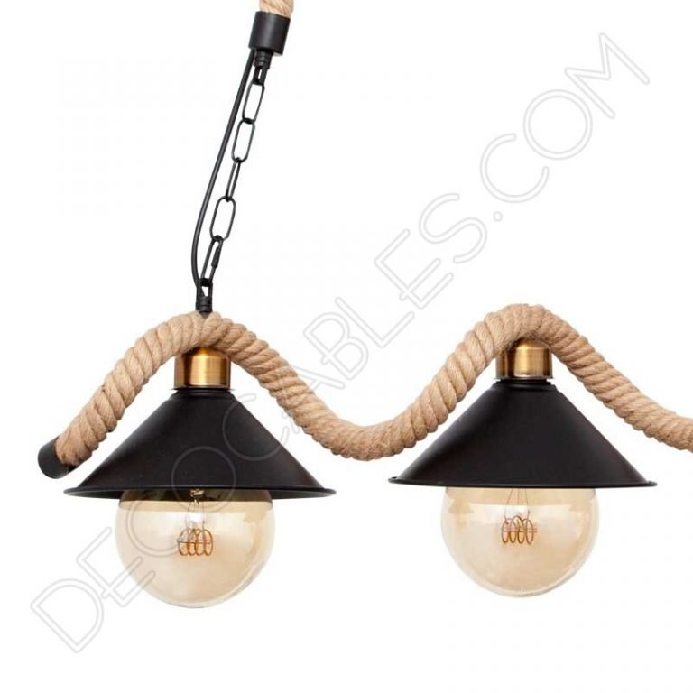 Lámpara colgante rústica soga de cáñamo de tres luces - Decocables