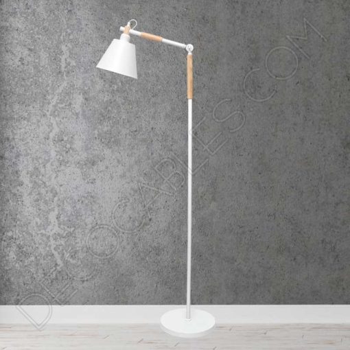 Lámpara de pie de salón de estilo contemporáneo en color blanco con brazo flexo modelo Bergen 1xE27