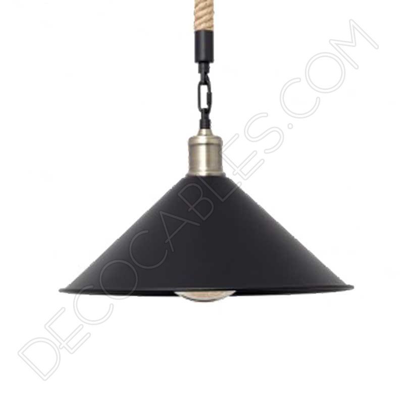 Lámpara de Techo Colgante Cuerda de Papel Tejida Negro Mate D.29xA22cm -  Orientique - Asianliving