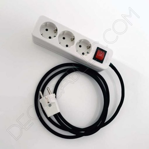 Regleta de conexión base múltiple con interruptor general y cable textil