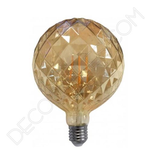 Bombilla decorativa led globo diamante cristal ámbar 4w