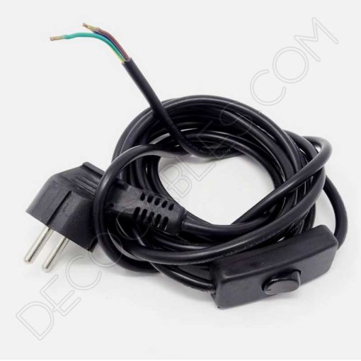 Cable de conexión de tres hilos con interruptor de paso y clavija schuko